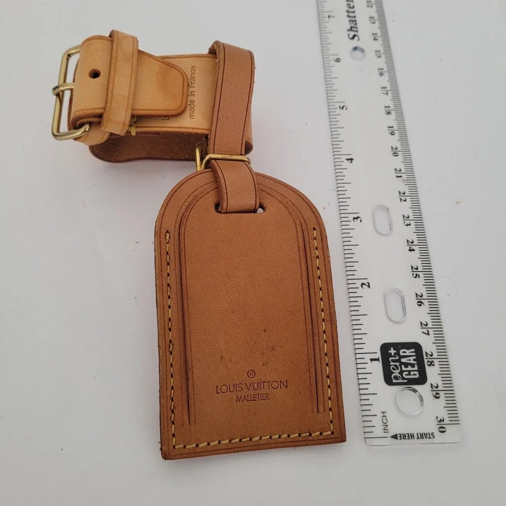 Louis Vuitton Vachetta Leather Luggage Tag and Handle Binder Set Tan Made France